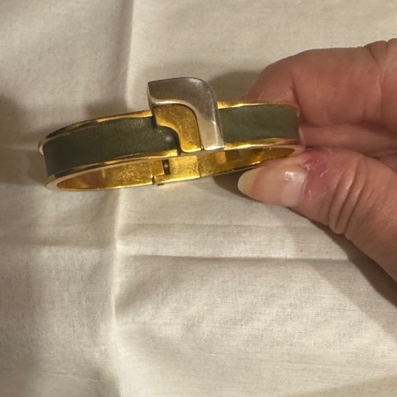 EUC LOEWE Gold and Olive Green (Leather &Metal )Bracelet - Picture 6 of 8